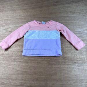 Puma Toddler Sweatshirt 12M Colorblock Pink Gray Purple Long Sleeve Pullover